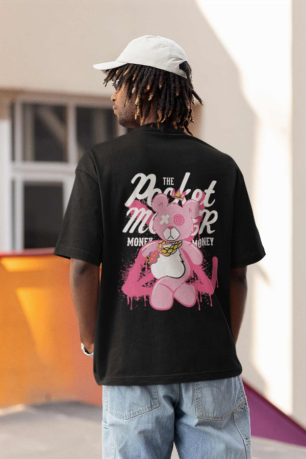 Money On My Mind Oversized T-shirt in Black Colour