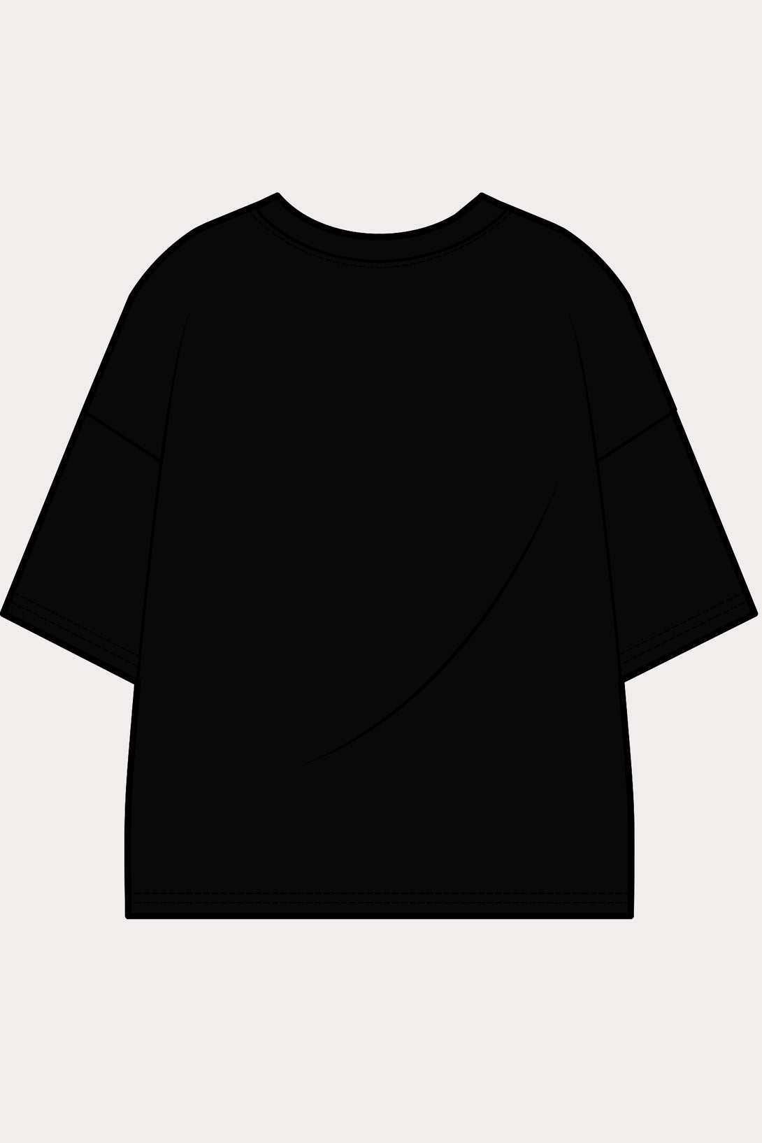 Black color oversized t-shirt back view.