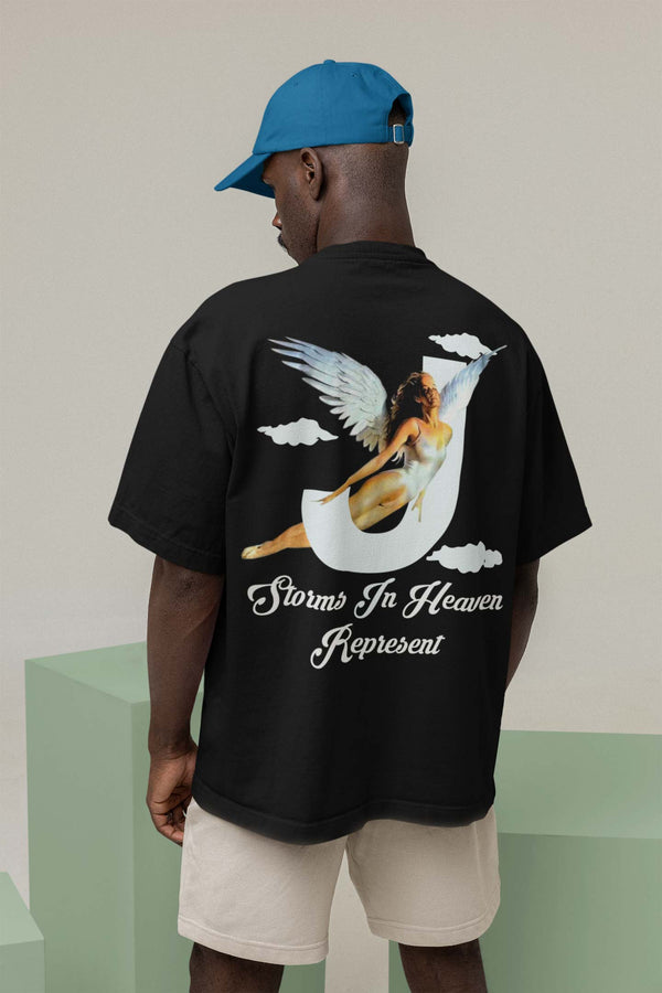 Storms in Heaven Oversized Black Colour T-shirt