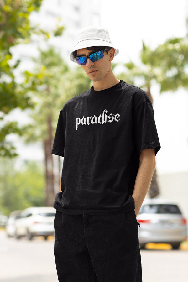 Paradise printed Oversized Black Colour T shirt