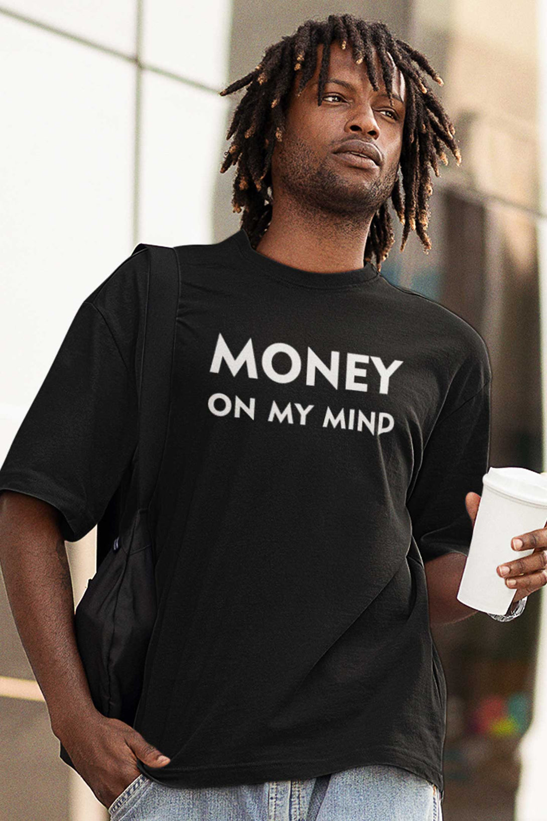 Money On My Mind Oversized T-shirt in Black Colour