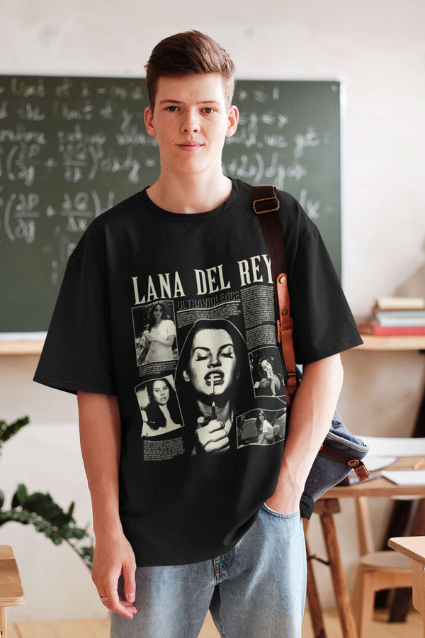 Lana Del Rey Oversized Unisex black color T-shirt.