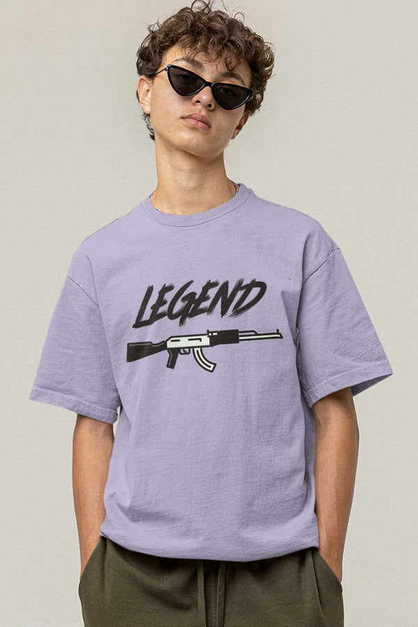 AK 47 printed on Lavender Color Oversized T shirt