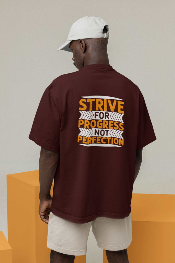 Strive for Progress Oversized Maroon Tshirt