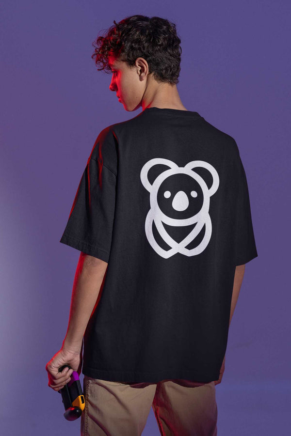 Black Koala Printed Oversized T-shirt