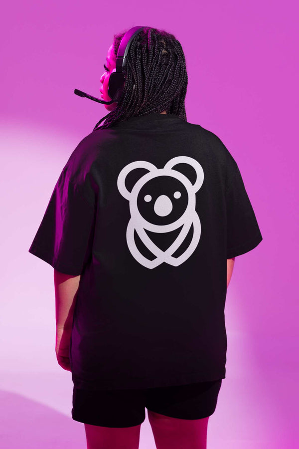 Black Koala Printed Oversized T-shirt