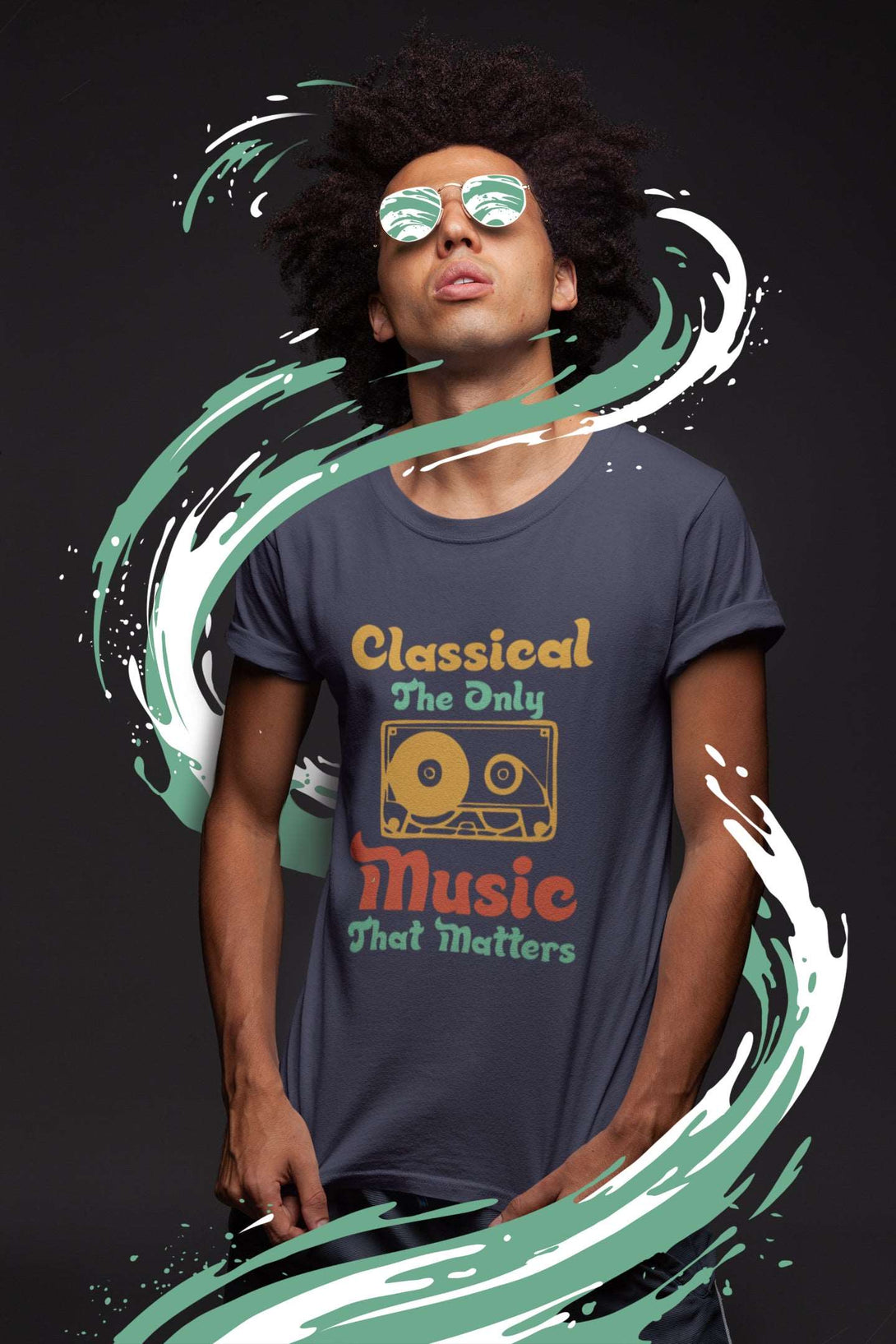 Classical Music Navy Blue Half Sleeve T-shirt