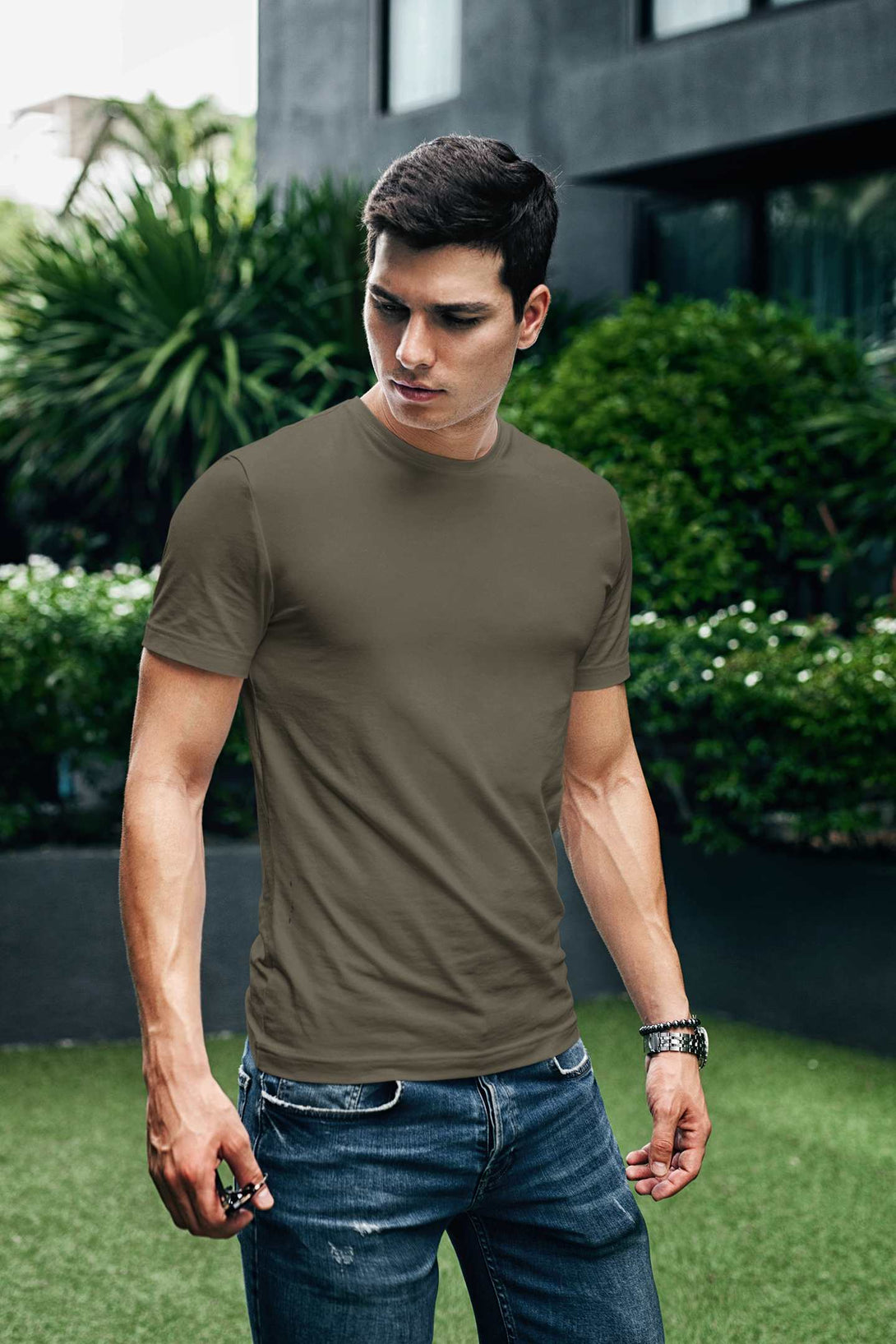 Olive Green Half Sleeve T-shirt