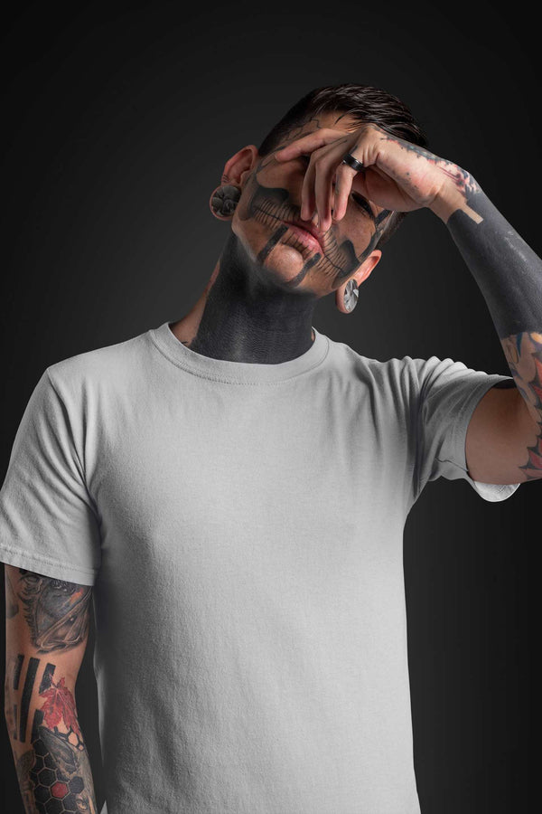 Gray Melange Half Sleeve T-shirt